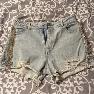 NanaMacs Shorts with Silver Fringe Accents